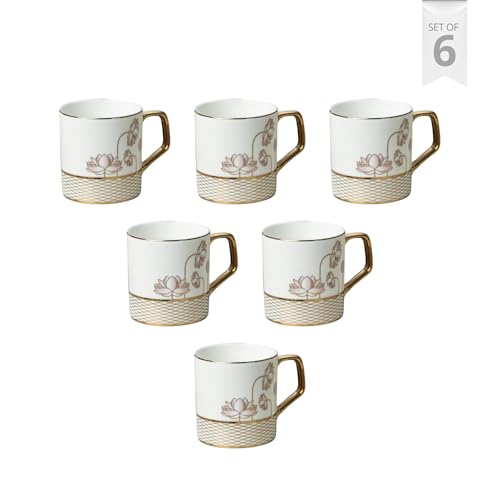 Image of Clay Craft Fine Ceramic Director Coffee Mug Set of 6-215 Ml Each, Mugs for Coffee, Cups Set, Ideal for Gifting, Perfect for Home & Office, Elegant Ceramic Tea Cup Set (E619)