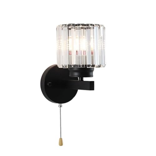 Lámpara de pared moderna para interiores de cristal con interruptor de tirador decorativo