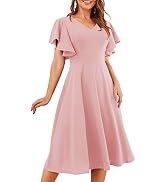 Bridesmay Casual Dresses Vintage Tea Dress Flared Sleeve Swing Party Dress