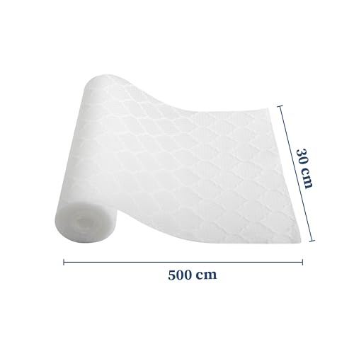 Image of Homestrap Multipurpose Dotted Anti-Slip Shelf Liner (30cm X 5m)|Washable Kitchen Drawer Mat for Fridge, Table, Cupboards, and Shelves | Durable and Waterproof in White (Transparent)