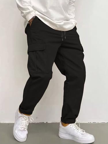 Image of Leriya Fashion Men's Cargo Pants | 4 Pocket Cotton Cargo Joggers for Men | Loose Fit Stylish Pant with Pockets | Casual Baggy Trousers & Streetwear Lower