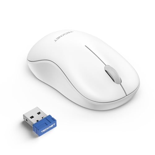 TECKNET Silent Wireless Mouse for Laptop 2.4GHz Portable Computer Mouse Wireless with USB Mini Receiver 18-Month Battery Life 5-Level Adjustable 3200 DPI Ambidextrous Design for PC Mac Laptop