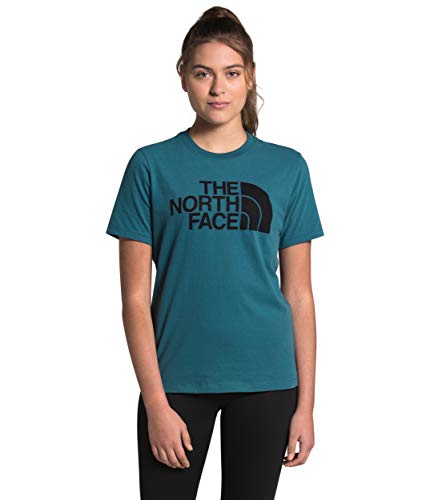 The North Face Women's S/S Half Dome Cotton Tee, Mallard Blue/TNF Black, XS