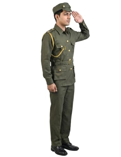 Image of BookMyCostume Premium Fabric Army Soldier with Whistle Professional Community Helper Fancy Dress Costume Adults S-M