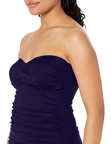 Image of Anne Cole Women's Twist Front Shirred Bandeau Tankini Swim Top