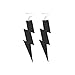 Oblique Unique® Pendientes para mujer con diseño de rayo, accesorio para fiestas temáticas de los años 80, carnaval, rosa fucsia, negro, verde neón, color a elegir (negro)