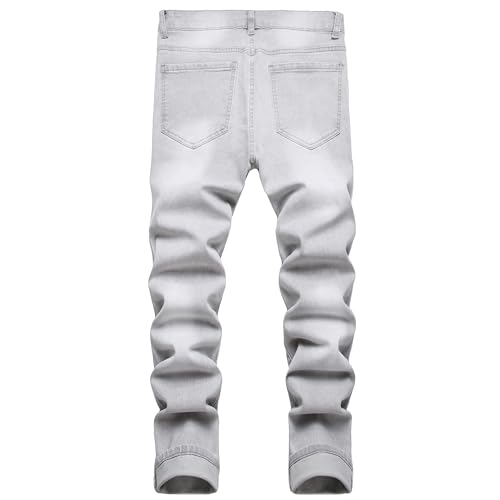 JUNBAOSS Men's Slim Fit Jeans Stretch Ripped Skinny Jeans for Men, Fashion Straight Leg Comfort Flex Waist Casual Pants