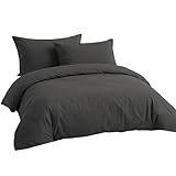 LivinEase Funda Nordica Cama 90 - Microfibra Juego de Funda de Edredon 135x200 cm y 1 Funda de Almohada 80x80 cm - Juego de Funda nórdica Gris