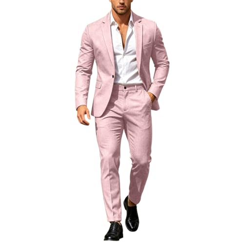 Costume 2 pièces pour Homme - Veste et Pantalon - Coupe ajustée - Stretch - pour Mariage - Veste Moderne - pour Le Travail, Le Sport, Le Bureau