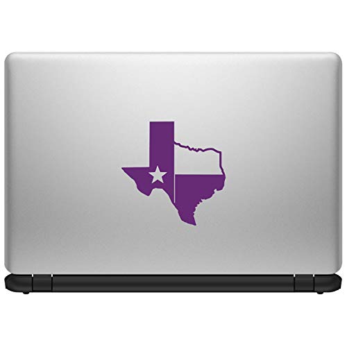 Image of TX Flag Shaped Like Texas [Pick Color] Vinyl Transfer Sticker for Laptop /Car /Truck /Window /Bumper (10 inch x 10 inch, Purple)