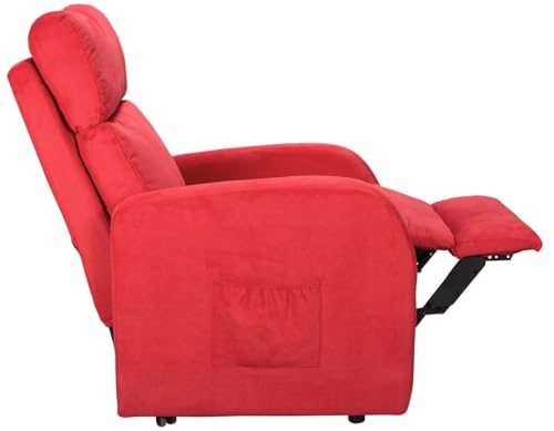 Sime EL-2 relaxsessel elektrisch 2 Motoren, unabhängig verstellbares Rückenlehnen-Fußteil 4 Räder bewegen den Benutzer Abnehmbarer und waschbarer Bezug fernsehsessel mit aufstehhilfe Rot – Bild 4