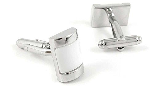 1 Par de Mancuernas para Hombre con Piedra Blanca miniatura 2