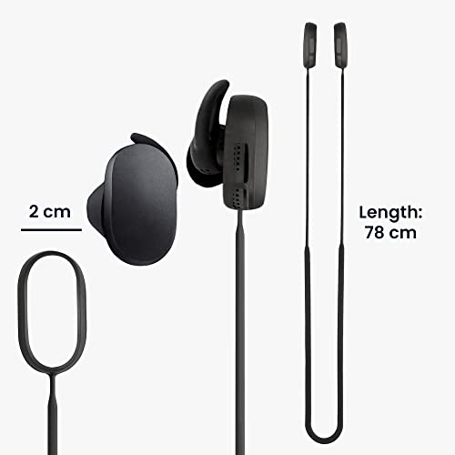 kwmobile Strap Compatible with Bose QuietComfort Earbuds - Silicone Cord Holder for Wireless Earphones - Black - Image 3