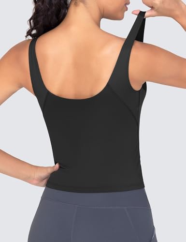 Image of THE GYM PEOPLE Women's Longline Sports Bra Wirefree Padded Workout Yoga Tank Top