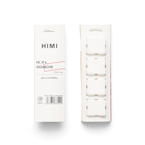 HIMI Gouache Paint Jelly Cup - Recambio de 4 unidades de 30 g, pintura de un solo color para artistas y pintores aficionados, diseño único en gelatina de pigmento rico (blanco)