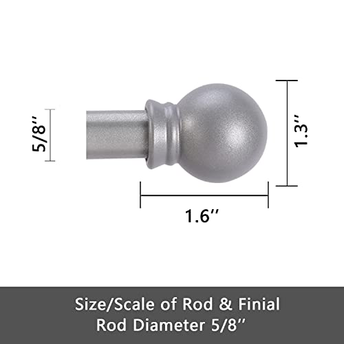 Image of GXOACKJ 2 Pack Silver Curtain Rods for windows 32 to 48 inch, 5 /8 inch Splicing Heavy Duty Metal Curtain Rod Set with Brackets