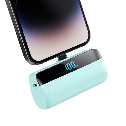 Mini Power Bank 5200mAh per iPhone, Ultra Compatto Powerbank 20W PD Ricarica Rapida Caricatore Portatile Batteria Esterna con Display LED Compatibile con iPhone 14/14 Pro Max/13/12/11/XR ecc (Verde)
