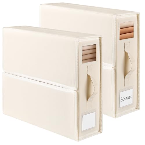 JAECU 2PCS Bed Sheet Organiser Folding Storage Linen Underbed Storage Box