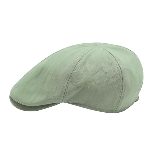 Image of ZLYC Men Cotton Flat Cap Summer Scally Ivy Gatsby Newsboy Beret Driver Cabbie Hunting Hat
