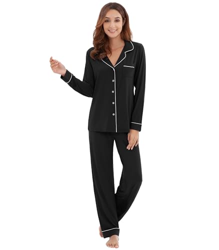 Image of WiWi Viscose from Bamboo Women's Pajamas Set Super Soft Button Down Top and Pants Sleepwear Cooling Pjs S-3X
