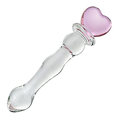 FST Glass Pleasure Wand Heart Shape Crystal Analdildo Butt Plug M...