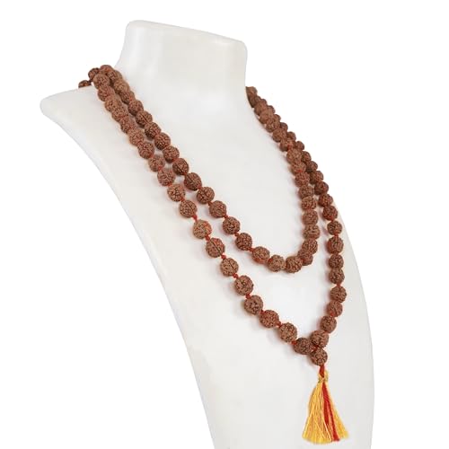 Image of Vado 5 Mukhi Rudraksha Mala 108 Panchmukhi Beads with Certificate 9mm (Brown)