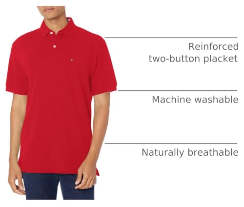 Image of Tommy Hilfiger Mens Short Sleeve Cotton Pique Polo Shirt in Regular Fit