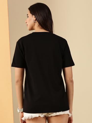 Image of Women's Pure Cotton Relaxed Fit V-Neck Half Sleeve T-Shirt | Gym Wear Casual Look T-Shirt | Regular Fitting with Comfort Wear for Women