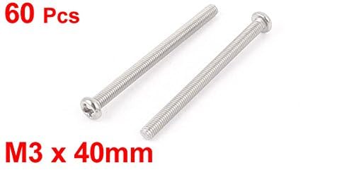 TOP-VIGOR 60Pcs Cross Pan Head Machine Screws, M3x40mm Phillips Round Head Screws Bolts for Machinery Furniture, Car - Image 2