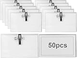 50 Pcs Name Badges for Work, mit Clip und Anstecknadel, Praktische Ausweishalter für Schule, Unternehmen, Konferenzen, Business Events, Wiederverwendbare Namensschilder