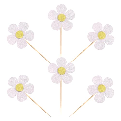 Ercadio 24 Pack White Daisy Cupcake Toppers Daisy Flower Cupcake Picks White Daisy Flowers Cake Decorations For Chrysanthemum Theme Birthday Baby Shower Party Cake Decor Supplies thumb #7