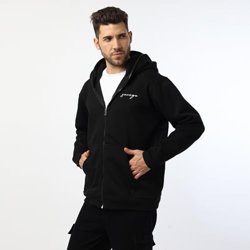 Image of BE SAVAGE Balaclava Zipper Hoodie for Men Heavyweight Zipper Hoodie Jacket for Men Ninja Hoodie Men Black