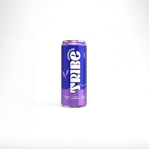 Image of Tribe Kombucha Probiotic Super Drink | Supports Gut Health | Gluten-Free | Naturally Fermented | Super Refreshing | Gut Friendly | Improves Blood Sugar | Antioxidant and Hydration | No Added Sugar | 250 ML X 6 (BUSSIN LAVENDER)
