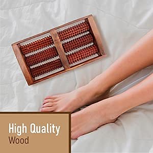 Vigeeyan Sheesham Wooden Foot Massager with Roller, Acupressure,Acupuncture and Stress Relief Massage Tool for Blood Circulation in Human Body (Color: Brown)