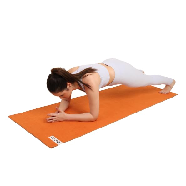 Orae Loom Cotton Yoga Mat – Handcrafted & Foldable | Anti-Skid Grip, Sweat-Absorbent Surface | 8mm Thick for Joint Support | Premium Natural Mat for Yoga & Pilates | Free Carry Strap Included (Orange)-picture-12