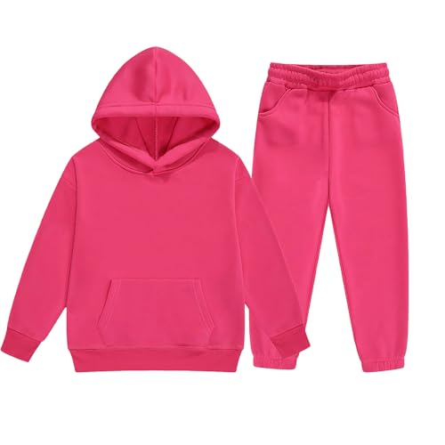 Girls Boys 2pc Fleece Sweatsuit Set Toddler Kids Athletic Hoodie Sweatshirt Jogger Sweatpants Tracksuit Fall Winter Clothes