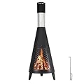 ptlsy 43inch Tall Chiminea Outdoor Fireplace Wood Burning for Backyard and Patio Wood Burning Rocket Fire Pit