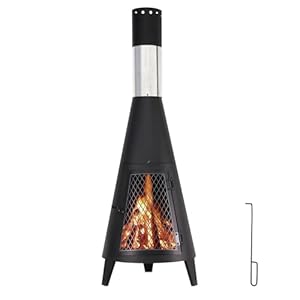 ptlsy 43inch Tall Chiminea Outdoor Fireplace Wood Burning for Backyard and Patio Wood Burning Rocket Fire Pit