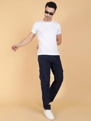 Image of KOTTY Men's Streetwear Style Utility Cargo Pants with Drawstring Waist and Flap Pockets