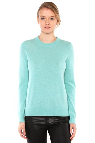Image of JENNIE LIU Women's 100% Pure Cashmere Crew Neck Sweater, Tight Knit Cozy Soft Hand Washable Long Sleeve Pullover