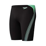 Speedo Men's Hyperboom Splice Jammer Swimming Trunks | Quick Drying | Training | Fitness | Chlorine Resistant, Black/Alfalfa Green, 38