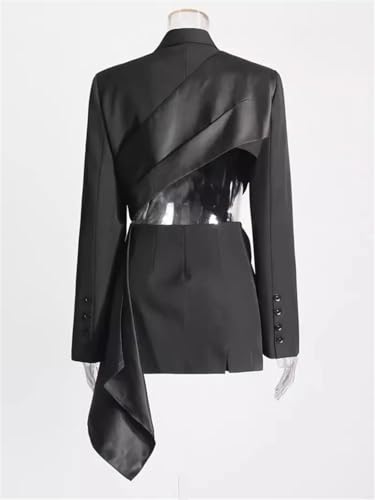 Women's Sexy Waist-Baring Suit Jacket, Loose V-Neck Solid Color Professional Suit Jacket2