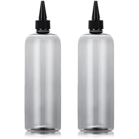 sdoot Applicator Bottle for Hair, 16.9 ounce Hair Color Applicator Bottle 2 Pack Squeeze Bottle Transparent Oil Bottles for Hair, PET Plastic Refillable Bottles with Twist Top Cap,Clear Black Cover