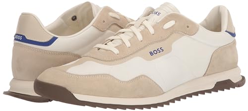Image of BOSS Men's Zayn Low Profile Suede Leather Two Tone Sneaker