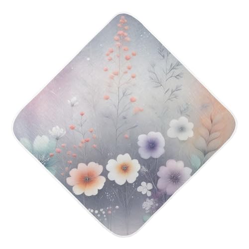 PaChyLuu Blooming Delicate Flowers Baby Hooded Towel Soft Cotton Baby Towels Ultra Absorbent Bath Towel for Babies Boys Girls, 35x35 Inch