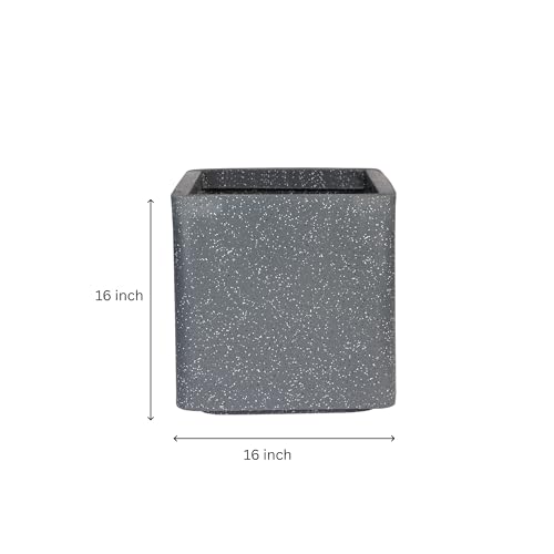 Image of ROTO Box Square Planter Pot Set | Premium LLDPE Outdoor Indoor Plant Pots | Modern Decorative Garden Planters for Home Balcony Office Patio (Dot Grey, 4 - (16X16X16 inch), Set of 1)