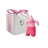 Cute Tea Infuser Girl - Reusable Loose Leaf Tea Steeper for Mug or Cup, Funny Silicone Strainer, Gift Idea for Women or Tea Lovers, Pink