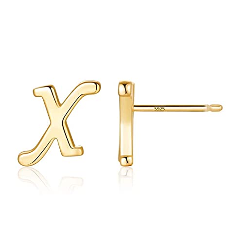 Initial Stud Earrings for Women S925 Sterling Silver Post 14K Gold Plated Tiny Letter Earrings Hypoallergenic Personalized Earrings