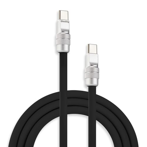 chubbycable Chubby 2.0 Câble USB C de Charge Rapide Durable en Silicone Souple Type C Couleur Classique 240W Câble de Chargeur de Téléphone Extra Épais, Noir, Type-C à Type-C, 3.3pi