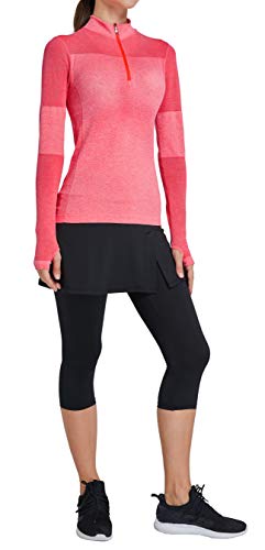 slimour Women Quarter Zip Pullover Running Shirts Long Sleeve Activewear Tops Tight Workout Orange M